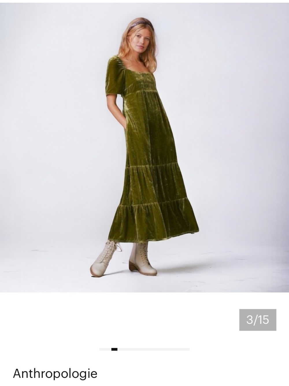 Anthropologie Velvet Tiered Midi Dress